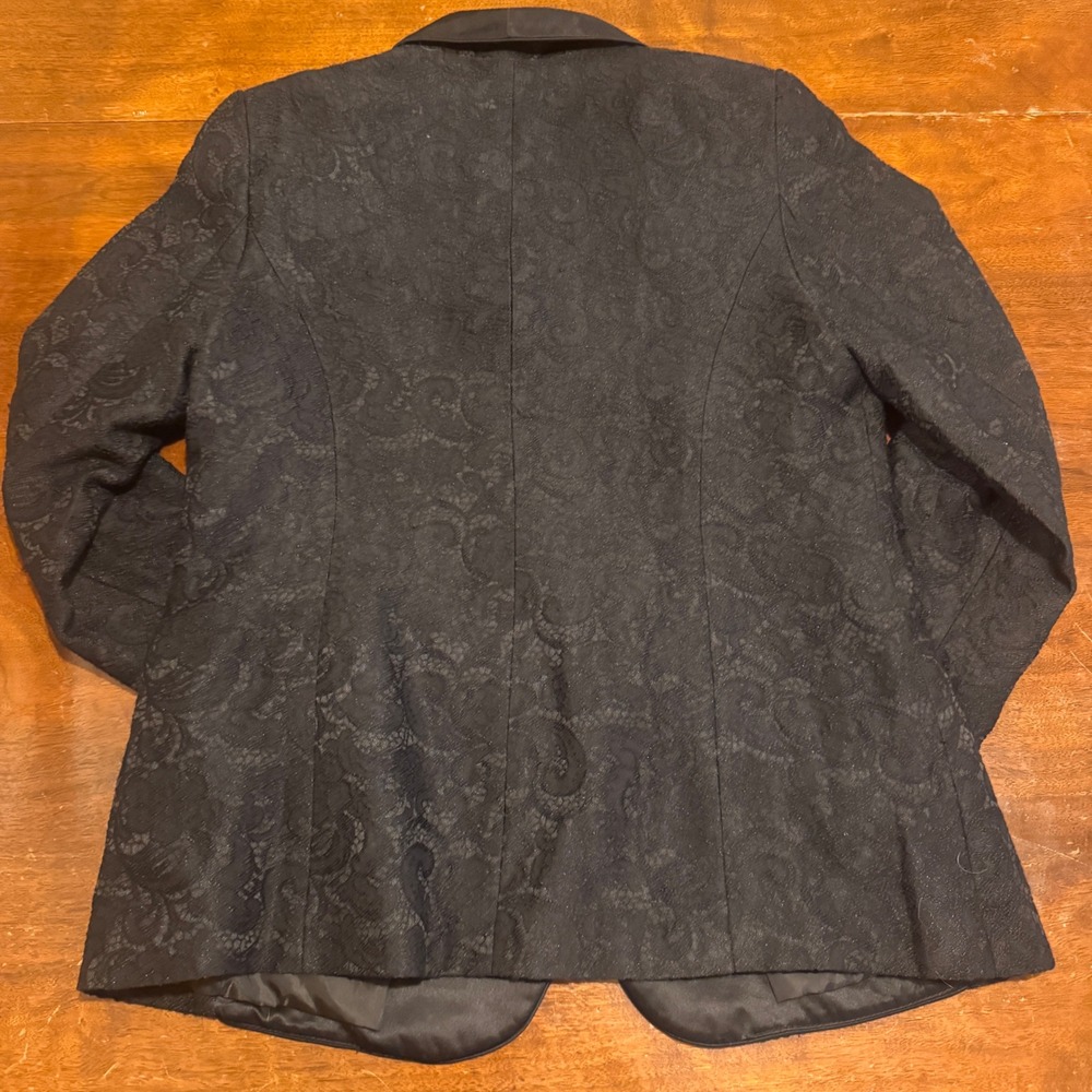 Dark Romantic Academia Whimsigoth Poetcore Black Lace Blazer Satin‎ Collar Sz 10 - Picture 9 of 10